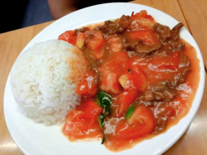 Chinese Tomato Dishes -（蕃茄牛肉飯）Fan Qie Niu Rou Fan.png