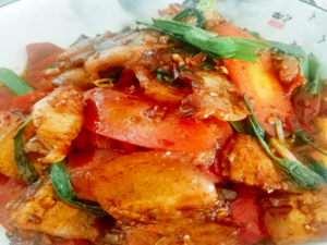 Chinese Hui Guo Rou -（蕃茄回锅肉）Twice Cooked Pork with Tomato.png